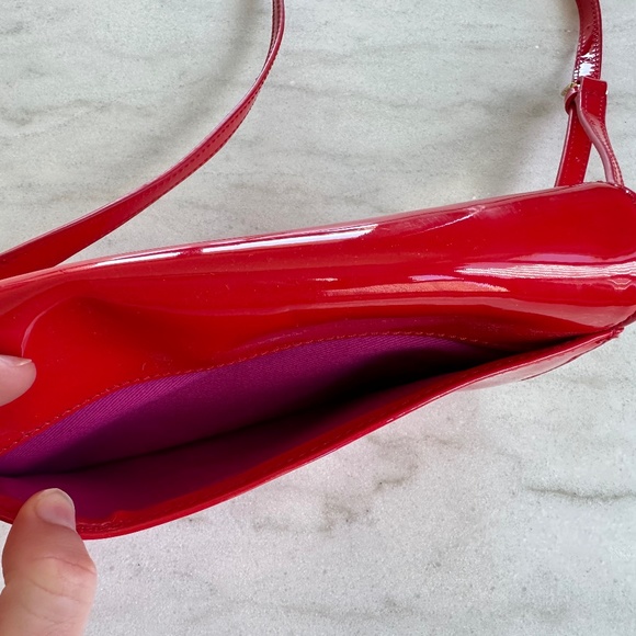 Tory Burch Red Patent Leather Crossbody Purse - Picture 10 of 14